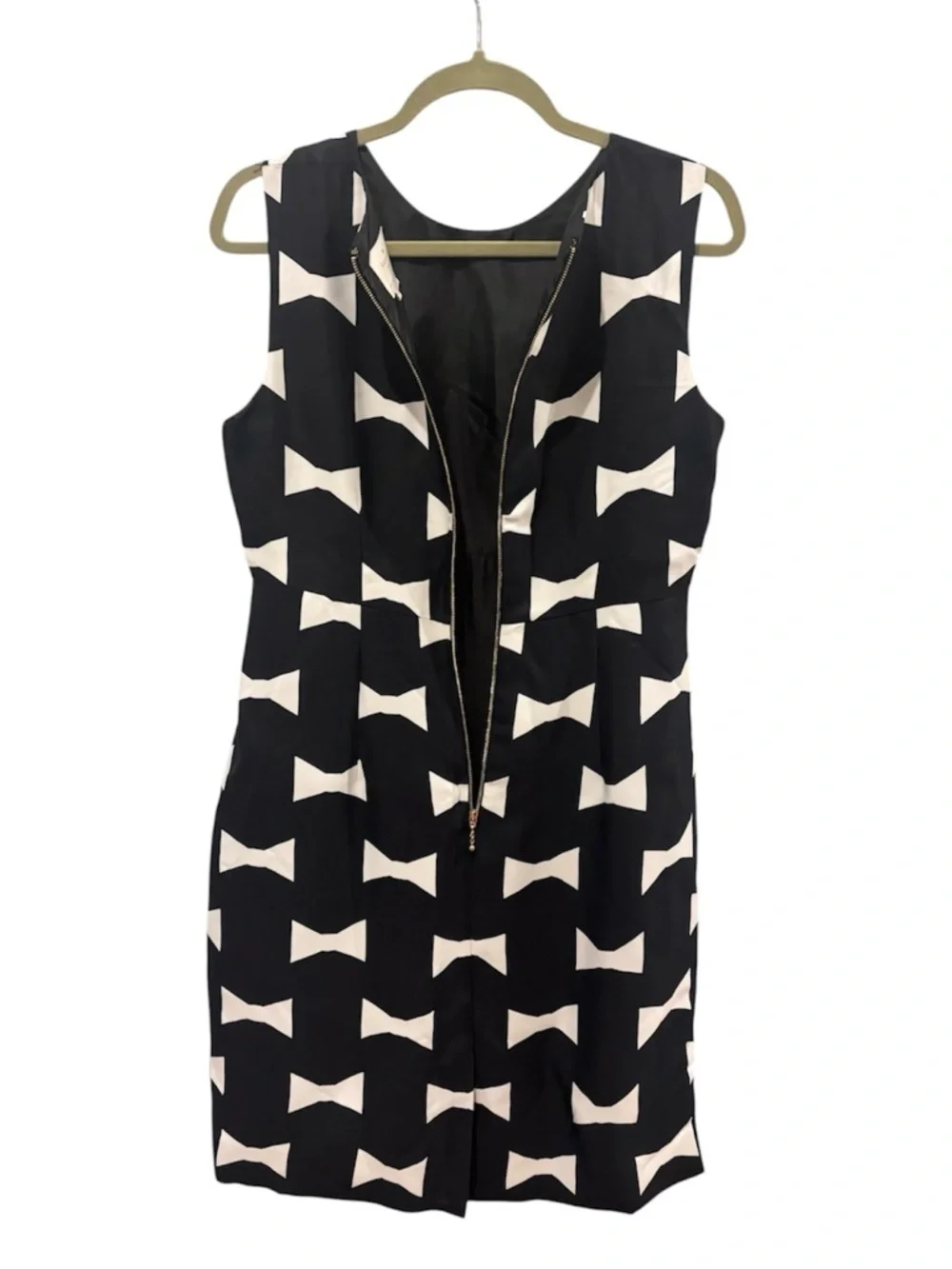 Kate Spade Cora Bow-Print Sheath Black Dress 10 EUC